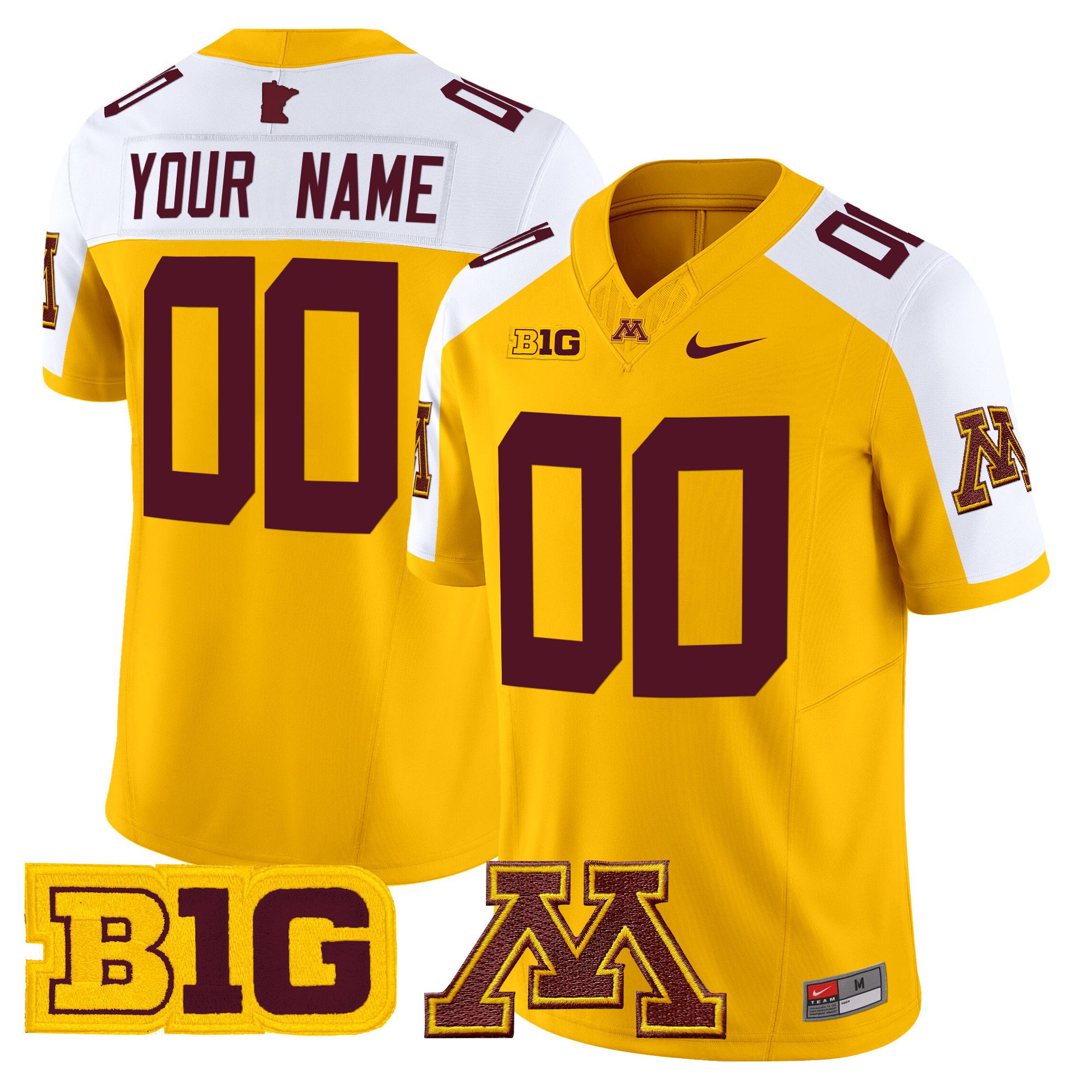 Men Minnesota Golden Gophers Yellow Nike 2024 Vapor Limited Custom NCAA Jersey->customized ncaa jersey->Custom Jersey